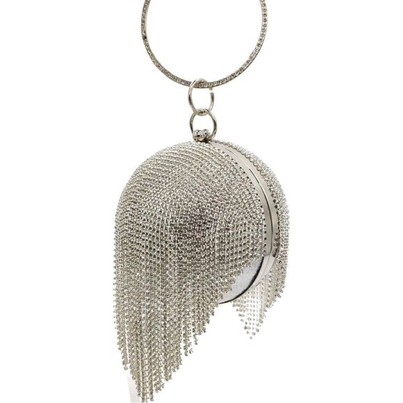 Dazzling Crystal Fringe Ball Bangle Clutch Purse • NWOT - Picture 3 of 13